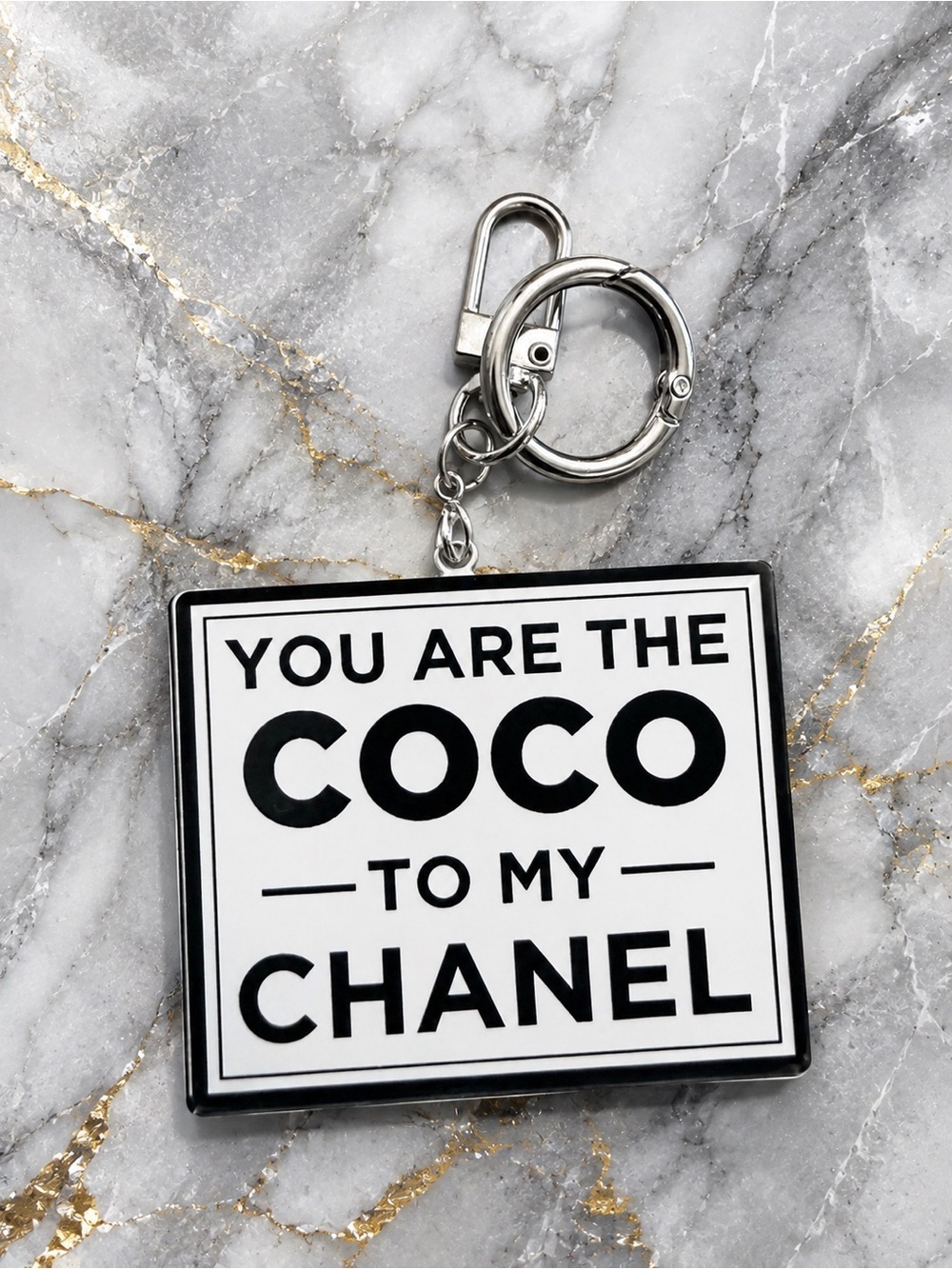 Coco to My Chanel Keychain Bag Charm Black & White Fashion Accessory